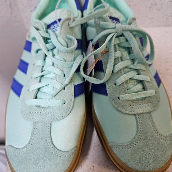 Size 8.5 - Adidas Gazelle Bold Platform Clear Mint Lucid Blue Satin W - Picture 12 of 14